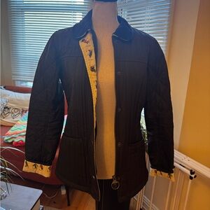 Barbour Black Quilted Jacket with Patterned Lining
